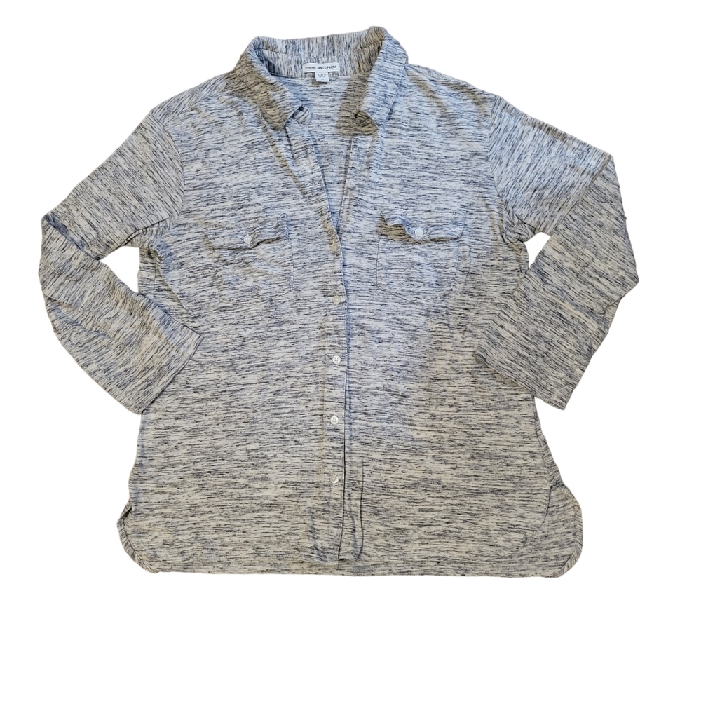 James Perse Gray Cotton Button Down Top
